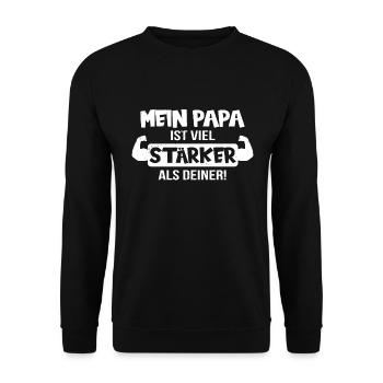Papa Bodybuilder Vater Kraftsport Geschenk lustig - Unisex Pullover - Schwarz - Vorne - Alina (178cm) & Michal (187cm)