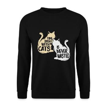 Temps passé avec les chats - Katzen Spruch - Sweat-shirt Unisexe - noir - Devant - Alina (178cm) & Michal (187cm)