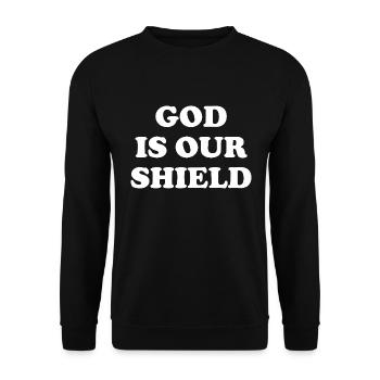 God Is Our Shield - Unisex Sweatshirt - black - Front - Alina (178cm) & Michal (187cm)