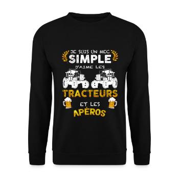 Tracteur Humour Apéro Entre Amis - Sweat-shirt Unisexe - noir - Devant - Alina (178cm) & Michal (187cm)