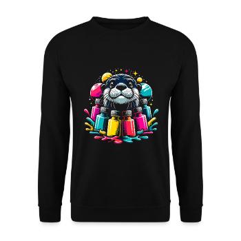 Funny otter with lots of bright colors - Unisex Sweatshirt - black - Front - Alina (178cm) & Michal (187cm)