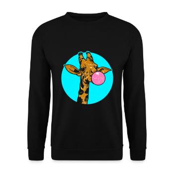 Funny girafe avec bubble-gum - Sweat-shirt Unisexe - noir - Devant - Alina (178cm) & Michal (187cm)