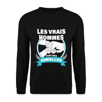 Papa De Jumelles Cadeau Naissance Jumelles - Sweat-shirt Unisexe - noir - Devant - Alina (178cm) & Michal (187cm)