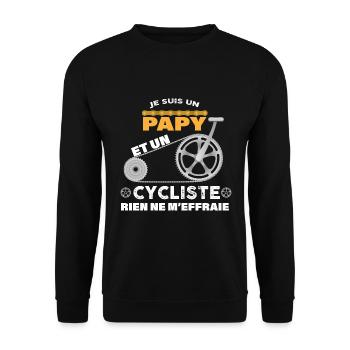 Papy cycliste Rien Ne M'effraie - Sweat-shirt Unisexe - noir - Devant - Alina (178cm) & Michal (187cm)