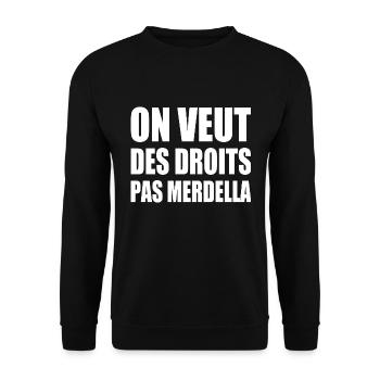 on veut des droits pas merdella - Sweat-shirt Unisexe - noir - Devant - Alina (178cm) & Michal (187cm)