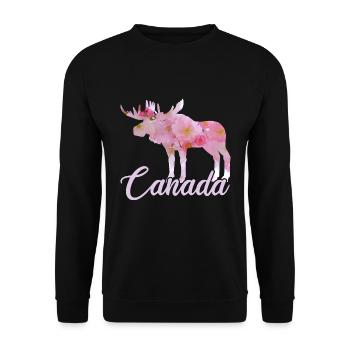 Flowers Canada Moose - Unisex Sweatshirt - black - Front - Alina (178cm) & Michal (187cm)