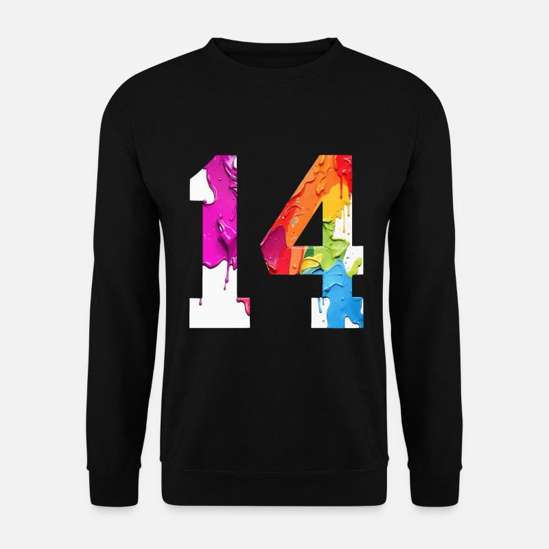 FARBIG NUMMER 14 BUNT 14. GEBURTSTAG - Unisex Pullover - Schwarz