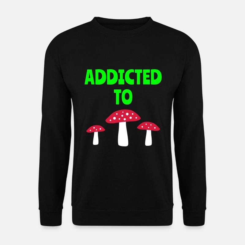 Addicted to fly agarics (drei Fliegenpilze) - Unisex Pullover - Schwarz