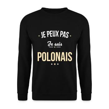 Je peux pas je suis Polonais - Sweat-shirt Unisexe - noir - Devant - Alina (178cm) & Michal (187cm)