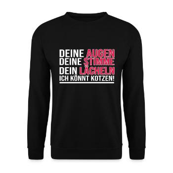 Deine Augen Deine Stimme Dein Lächeln - Lustig - Unisex Pullover - Schwarz - Vorne - Alina (178cm) & Michal (187cm)