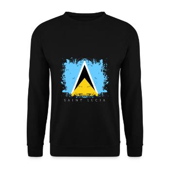 Saint Lucia St. Lucia Karibik Flagge Fahne Land - Unisex Pullover - Schwarz - Vorne - Alina (178cm) & Michal (187cm)