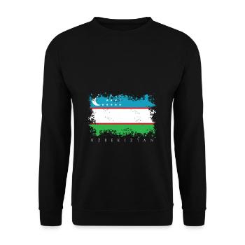 Usbekistan Flagge Fahne Taschkent Staat Asien Volk - Unisex Pullover - Schwarz - Vorne - Alina (178cm) & Michal (187cm)