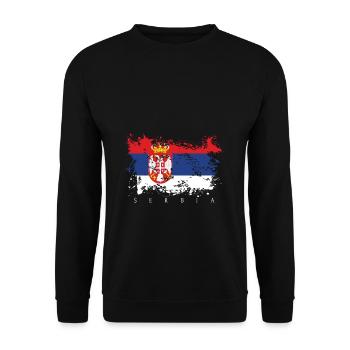Serbia Serbien Flagge Fahne Land Volk Stolz - Unisex Pullover - Schwarz - Vorne - Alina (178cm) & Michal (187cm)