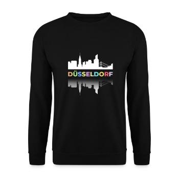 Dusseldorf Colorful Demo German cities Travel Departure - Unisex Sweatshirt - black - Front - Alina (178cm) & Michal (187cm)
