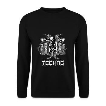Cyber Punk Techno Authority Gabba Rave Style Goa - Unisex Pullover - Schwarz - Vorne - Alina (178cm) & Michal (187cm)