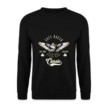 Cafe Racer Vintage Motorrad Classic Motorcycle - Unisex Pullover - Schwarz - Vorne - Alina (178cm) & Michal (187cm)