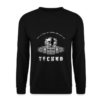 Techno Skull Skull Octopus Bass Boxing Rave Hard - Unisex Sweatshirt - black - Front - Alina (178cm) & Michal (187cm)