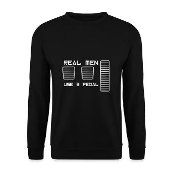 Real Men Use 3 Pedal Auto Rennwagen Tuning T-Shirt - Unisex Pullover - Schwarz - Vorne - Alina (178cm) & Michal (187cm)