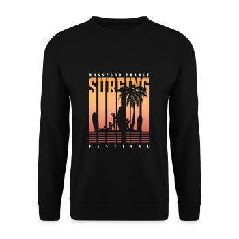 Hossegor France Festival de Surf Vacances de Surf - Sweat-shirt Unisexe - noir - Devant - Alina (178cm) & Michal (187cm)