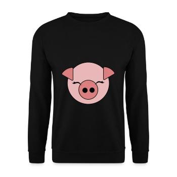 Schwein Oink Fratz Schweinchen Pig Lustige Bilder - Unisex Pullover - Schwarz - Vorne - Alina (178cm) & Michal (187cm)