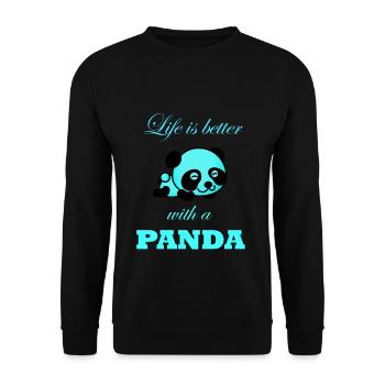 Panda - Unisex Pullover - Schwarz - Vorne - Alina (178cm) & Michal (187cm)