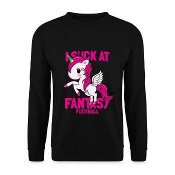 I Suck At Fantasy Football Unicorn Gift - Unisex Sweatshirt - black - Front - Alina (178cm) & Michal (187cm)