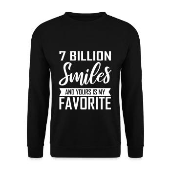 7 Billion Smiles And Yours Is My Favorite Geschenk - Unisex Pullover - Schwarz - Vorne - Alina (178cm) & Michal (187cm)