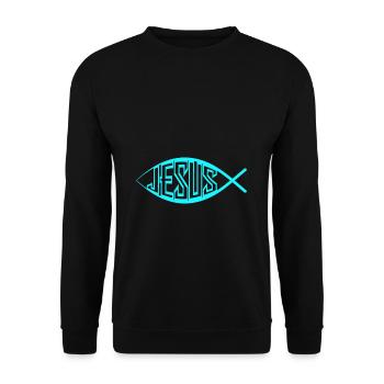 Jesus Fisch - Unisex Pullover - Schwarz - Vorne - Alina (178cm) & Michal (187cm)