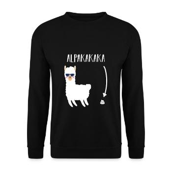 Alpaka Lustig Tierliebhaber Geschenkidee - Unisex Pullover - Schwarz - Vorne - Alina (178cm) & Michal (187cm)
