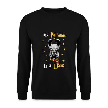 My Patronus Is A Lama Animal Lover Gift Idea - Unisex Sweatshirt - black - Front - Alina (178cm) & Michal (187cm)