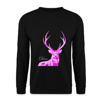 Cerf rose - Sweat-shirt Unisexe - noir - Devant - Alina (178cm) & Michal (187cm)