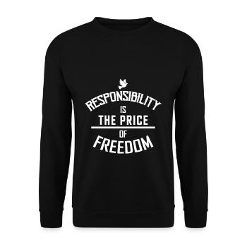 Freiheit - Unisex Pullover - Schwarz - Vorne - Alina (178cm) & Michal (187cm)