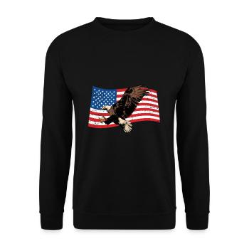 Amerika Adler - Unisex Pullover - Schwarz - Vorne - Alina (178cm) & Michal (187cm)