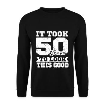 Geburtstag 50 Jahre - Unisex Pullover - Schwarz - Vorne - Alina (178cm) & Michal (187cm)