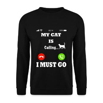 My cat is calling - Unisex Sweatshirt - black - Front - Alina (178cm) & Michal (187cm)