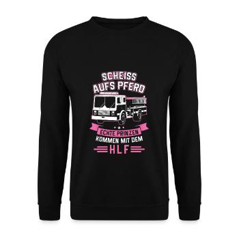Feuerwehr - Unisex Pullover - Schwarz - Vorne - Alina (178cm) & Michal (187cm)