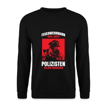Feuerwehr - Unisex Pullover - Schwarz - Vorne - Alina (178cm) & Michal (187cm)