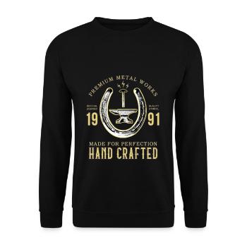 Anvil Horseshoe Farrier Horses Handmade - Unisex Sweatshirt - black - Front - Alina (178cm) & Michal (187cm)