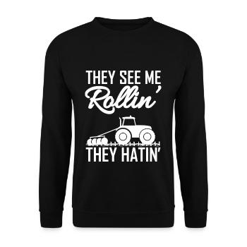 Farmer Farmer Farmer - Unisex Sweatshirt - black - Front - Alina (178cm) & Michal (187cm)