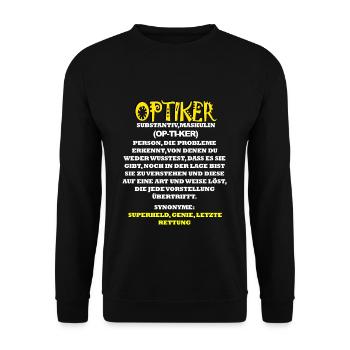 Optiker - Unisex Pullover - Schwarz - Vorne - Alina (178cm) & Michal (187cm)