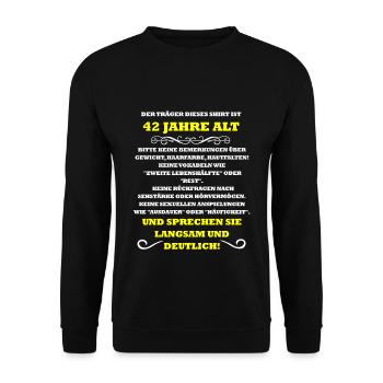 42 Jahre - Unisex Pullover - Schwarz - Vorne - Alina (178cm) & Michal (187cm)