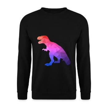 Geometrisches Tier Geometric Dino Dinosaurier - Unisex Pullover - Schwarz - Vorne - Alina (178cm) & Michal (187cm)
