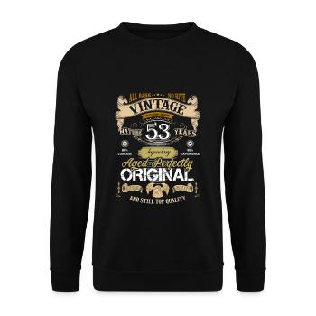 Birthday design 53 years - Unisex Sweatshirt - black - Front - Alina (178cm) & Michal (187cm)