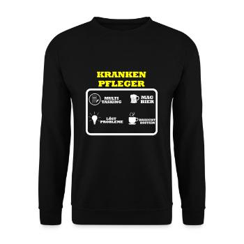 Krankenpfleger - Unisex Pullover - Schwarz - Vorne - Alina (178cm) & Michal (187cm)