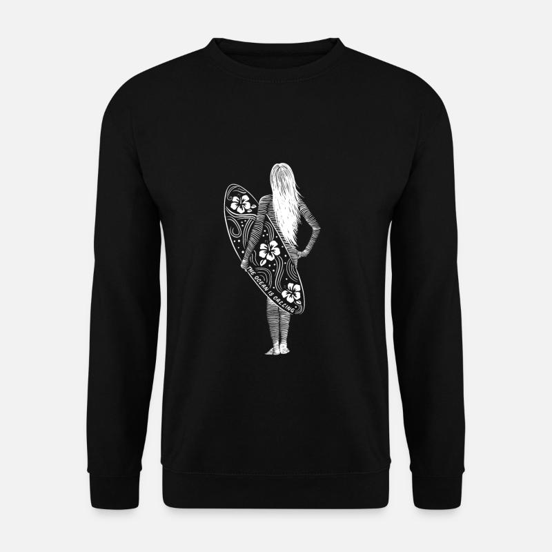 Ocean Is Calling - Surfergirl Surfing Surf - Unisex Pullover - Schwarz