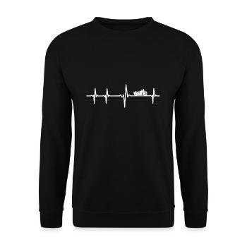 EKG Herzschlag Heartbeat Motorrad - Unisex Pullover - Schwarz - Vorne - Alina (178cm) & Michal (187cm)