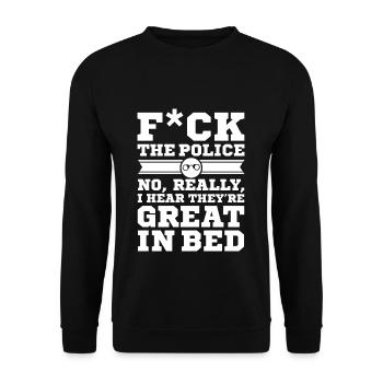 police - Sweat-shirt Unisexe - noir - Devant - Alina (178cm) & Michal (187cm)