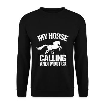 Pferde Reiten - Unisex Pullover - Schwarz - Vorne - Alina (178cm) & Michal (187cm)