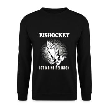 Eishockey Spruch Design Lustig - Unisex Pullover - Schwarz - Vorne - Alina (178cm) & Michal (187cm)