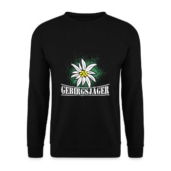 Gebirgsjäger Distel Wappen - Unisex Pullover - Schwarz - Vorne - Alina (178cm) & Michal (187cm)